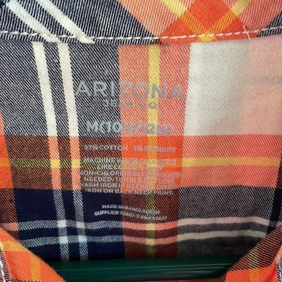 Arizona Boys Plaid Dress Shirt 10H-12H - Picture 3 of 6
